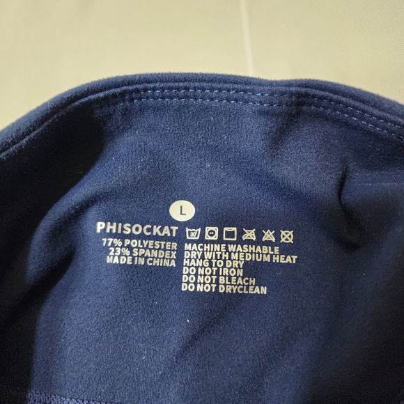 Blue leggings size large 2 pockets like new yoga workout gym pants pull on - Picture 6 of 10